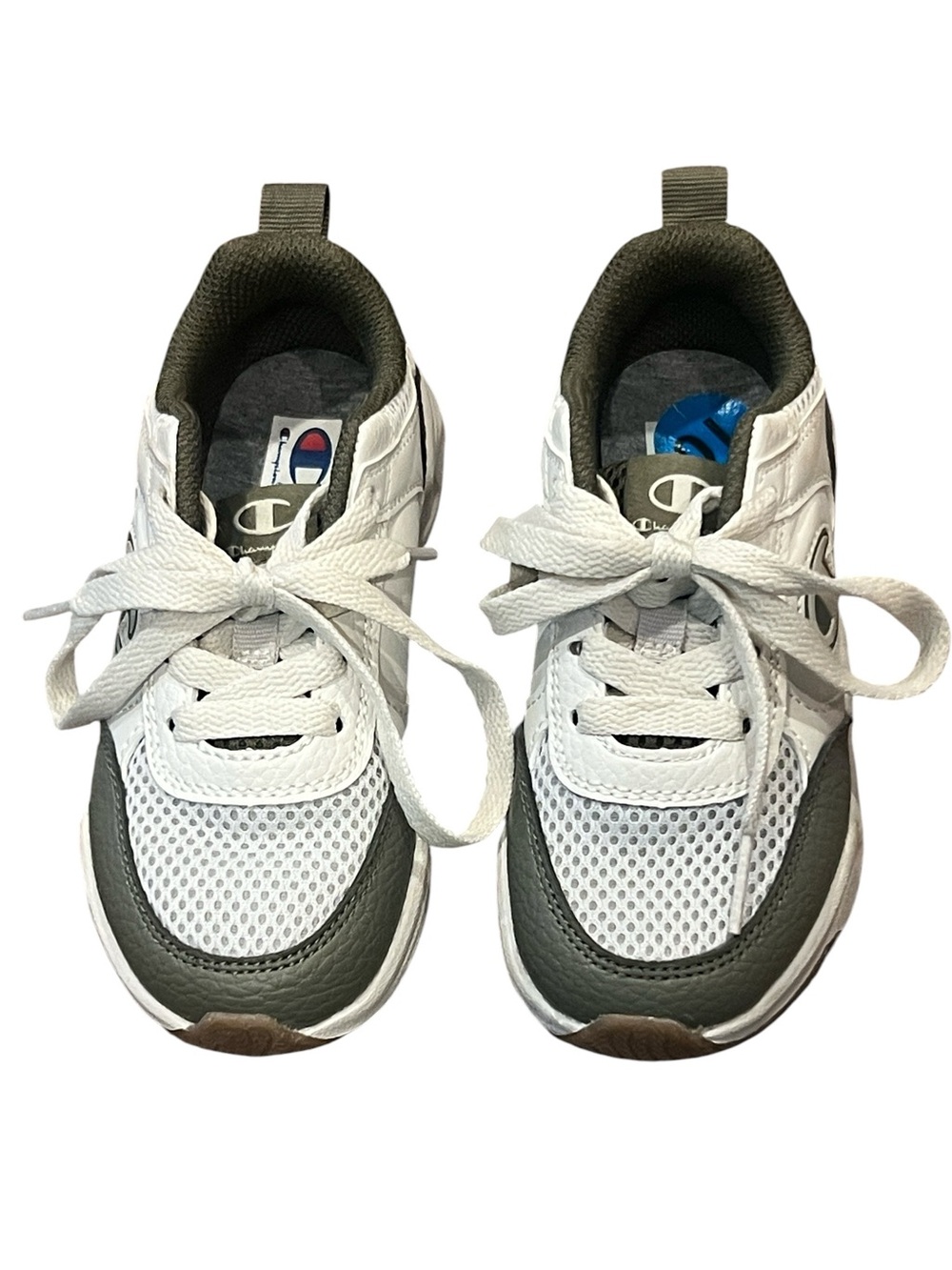Champion White & Olive Green Little Boy’s Athletic Sneakers Size 10 T